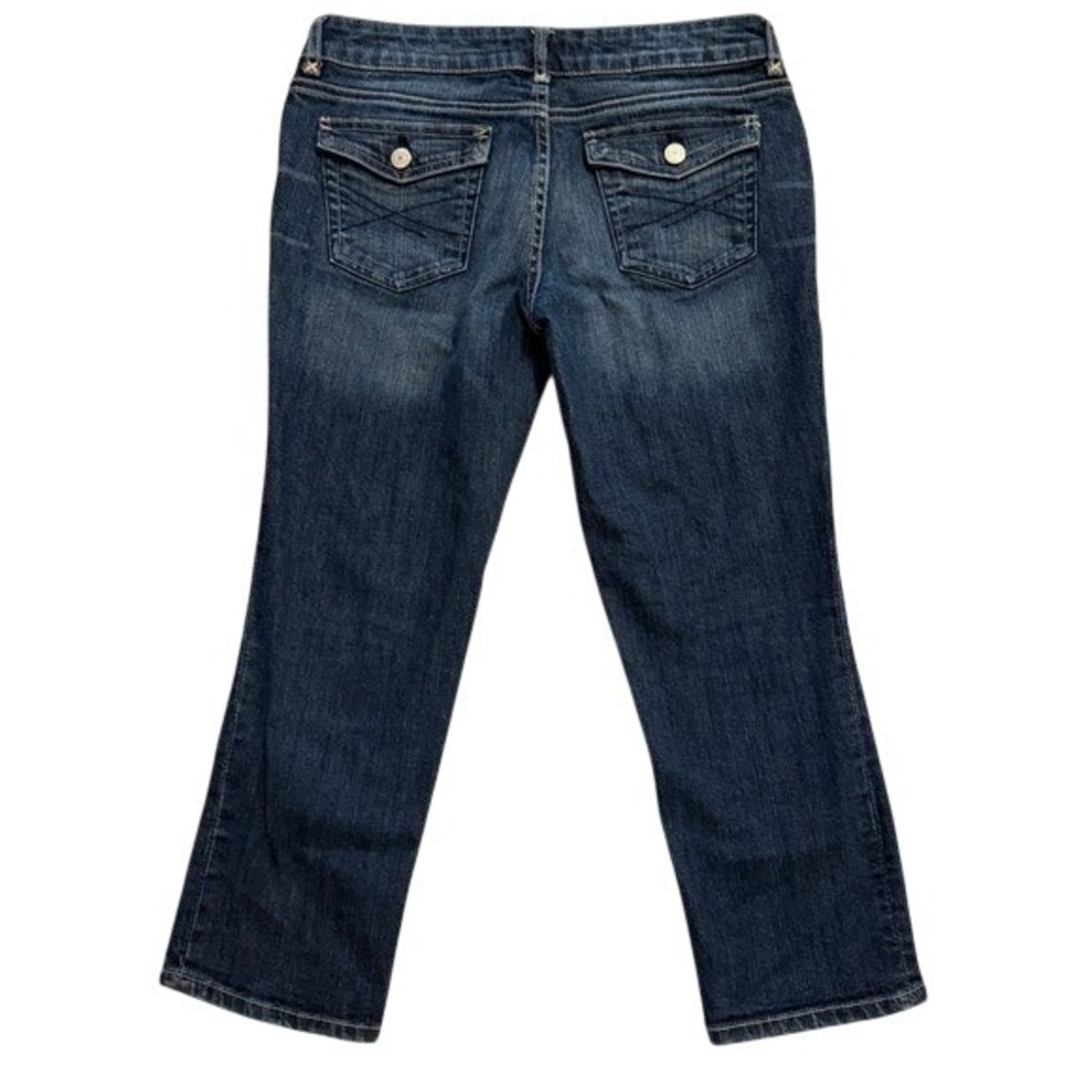 Aeropostale Jeans Womens 5/6 Blue Dark Wash Straight Leg Flap Pocket Stretch